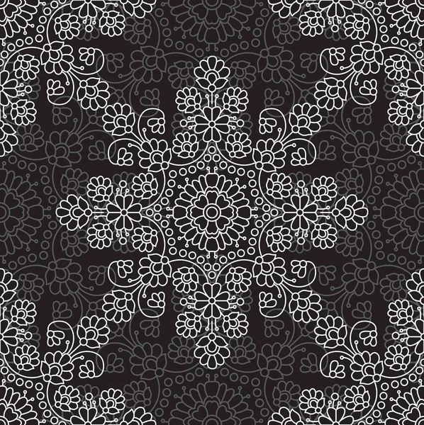 Цветочный узор из чёрно-белого дамаска — стоковый вектор