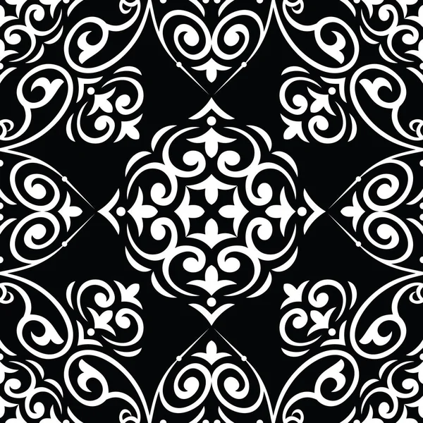 원활한 흑백 빈티지 벡터 다마스크 패턴 — 스톡 벡터