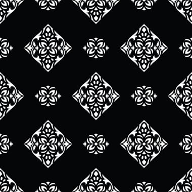 Damask dikişsiz siyah beyaz vektör duvar kağıdı