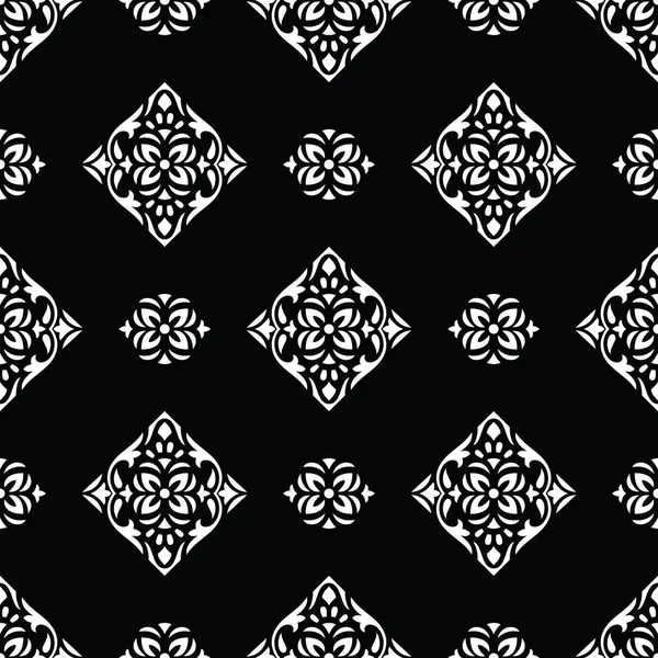 Damas papier peint vecteur noir et blanc sans couture — Image vectorielle