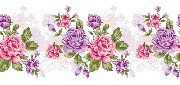 Vintage Nahtlose Rose Blume Border Design — Stockfoto