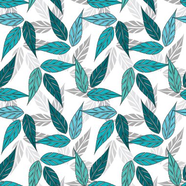 Dikişsiz küçük vektör yaprakları desen