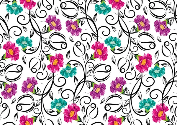 シームレスベクトルバラの花のパターン — ストックベクタ