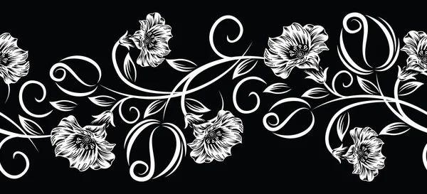 Seamless vector rose flower border — Stock Vector