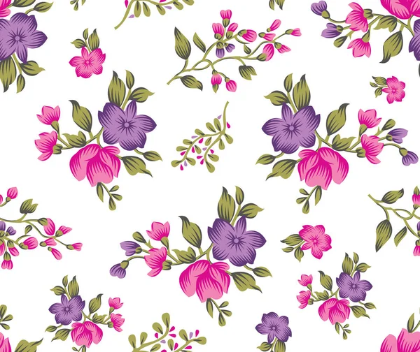 Seamless cute textile floral pattern — Stock Vector