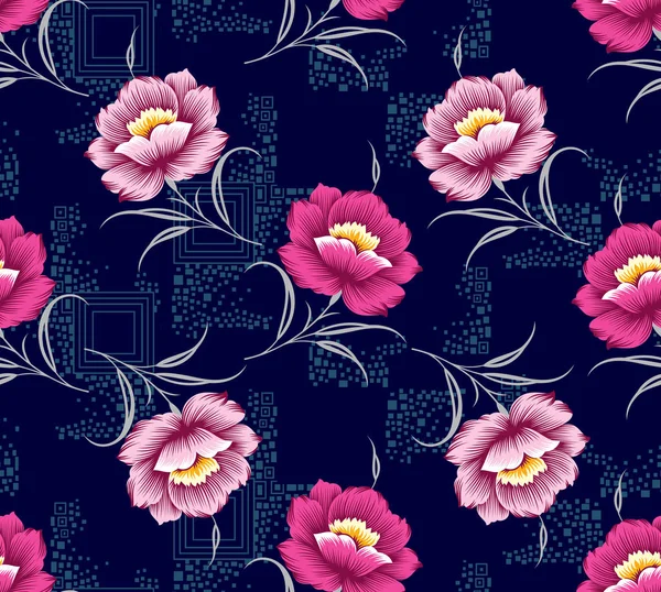 Motif floral vintage géométrique sans couture — Image vectorielle