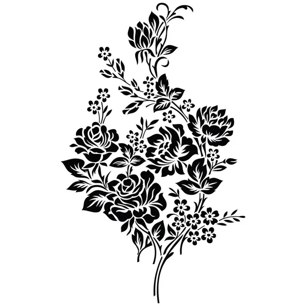Fekete-fehér Rózsa virág motívum — Stock Vector