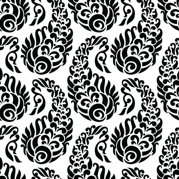 Seamless black and white vintage paisley pattern — Stock Vector