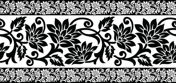 Tradiční hladké indické textilní květinové ohraničení — Stockový vektor