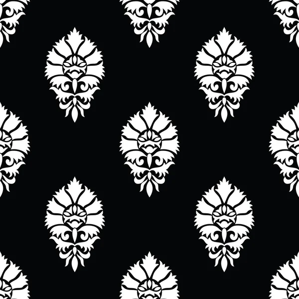 Seamless black and white damask pattern — Stock Vector