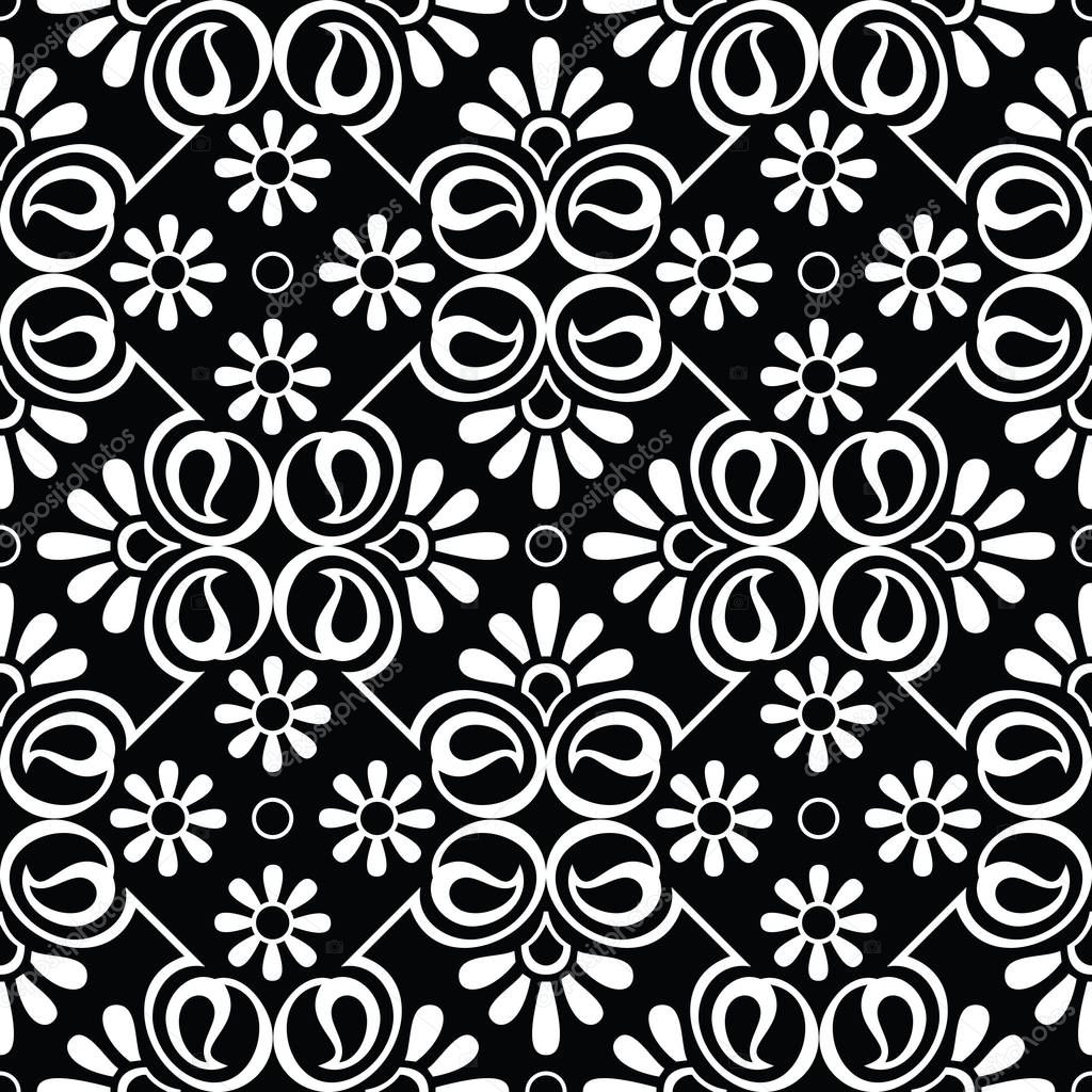 Seamless black and white damask wallpaper