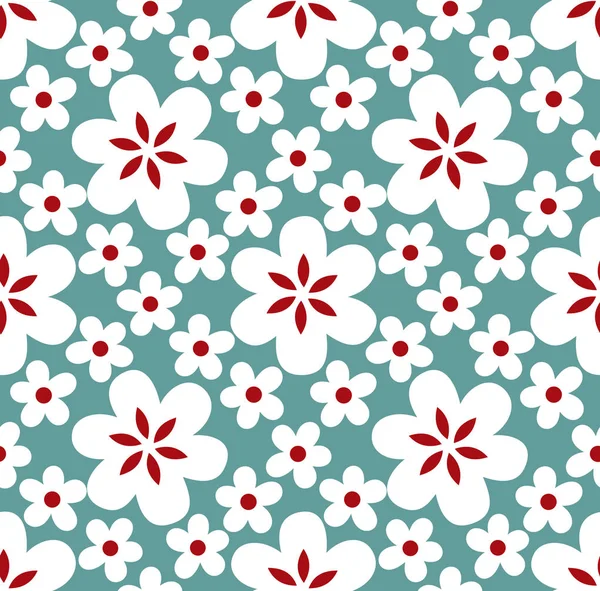 シームレスな小さなかわいい花のパターン — ストックベクタ