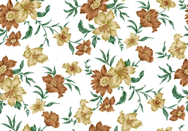 Sömlös Vintage Textil Blommönster — Gratis stockfoto