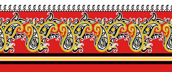 Seamless Traditional Indian Textile Paisley Border — Stock Photo, Image