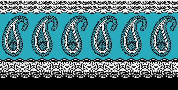 Diseño Frontera Paisley Textil Indio Tradicional Sin Costuras — Foto de Stock