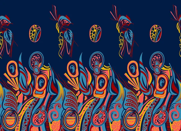 Diseño Borde Tribal Brillante Sin Costuras Sobre Fondo Azul — Foto de Stock
