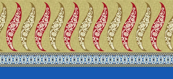 Sömlös Traditionell Indisk Textil Blommig Gräns Design — Stockfoto