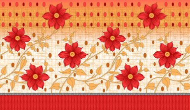 Dikişsiz geleneksel hint tekstil çiçek kenarlığı