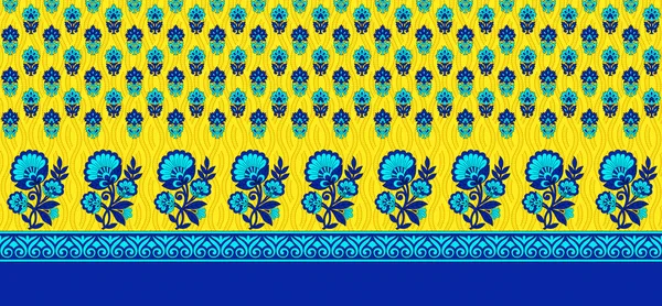 Naadloze Traditionele Indiase Textiel Bloemen Grens — Stockfoto