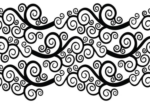 シームレスな黒と白の渦巻き模様枠 — ストックベクタ