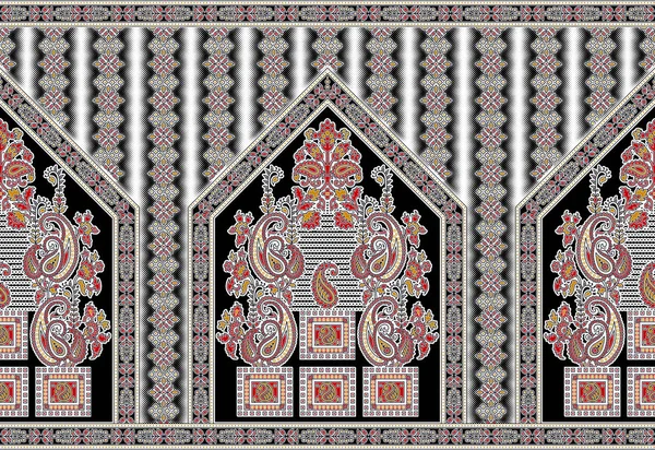 Traditional Indian Paisley Motif Border — Stock Photo, Image