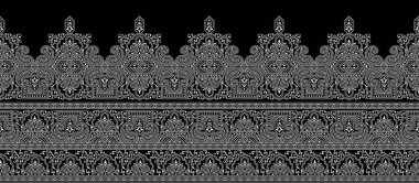 Asya öğelerine dayalı kesintisiz siyah beyaz kenarlık