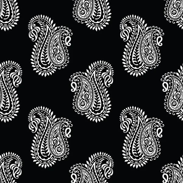 Modèle paisley noir et blanc sans couture — Image vectorielle