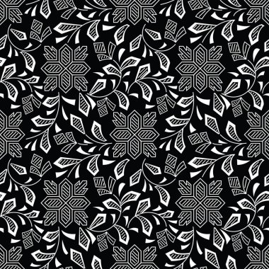 Siyah ve beyaz Tekstil çiçek desenli