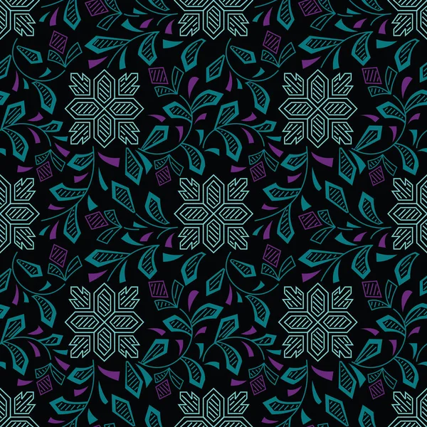 Patrón floral textil sin costuras sobre fondo oscuro — Archivo Imágenes Vectoriales