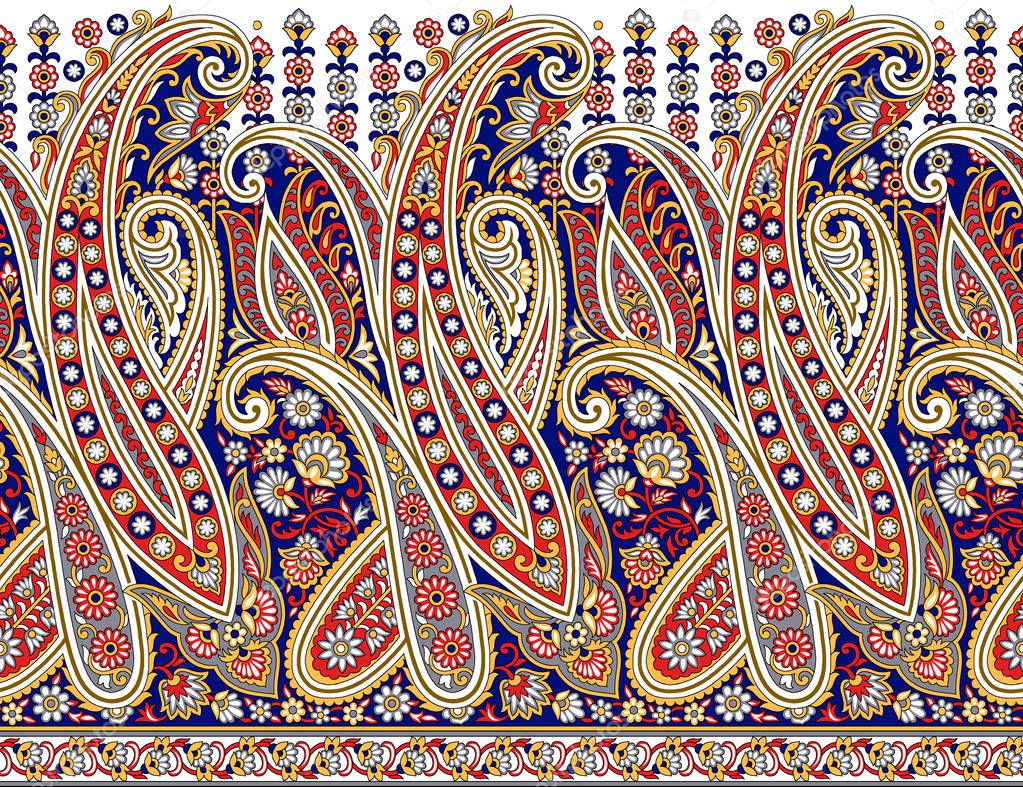 Paisley seamless border based on Asian elements