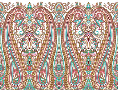 Beyaz arka planda dikişsiz paisley kenarlığı