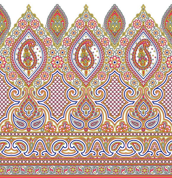 Seamless Paisley Border Based Asian Elements — ストック写真