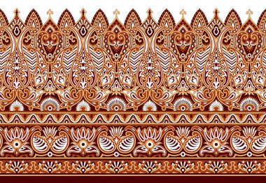 Beyaz arka planda dikişsiz paisley kenarlığı