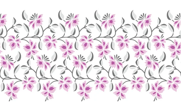 Diseño Borde Floral Lindo Vector Sin Costuras — Archivo Imágenes Vectoriales