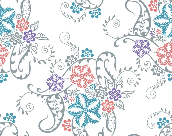 Diseño Patrón Floral Textil Asiático Sin Costuras — Archivo Imágenes Vectoriales