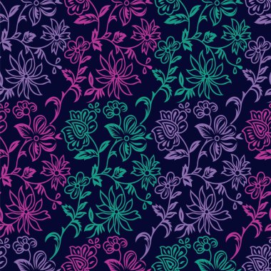 Kusursuz renksiz kabile çiçek desenli tasarım.