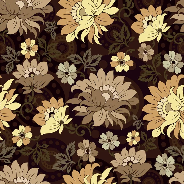 Sömlös Asiatisk Textil Blommönster Design — Stock vektor