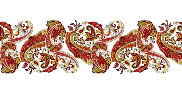 Seamless Traditional Asian Paisley Border Design — Stock Vector