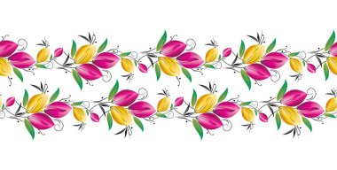 Kusursuz vektör lale çiçekli sınır tasarımı