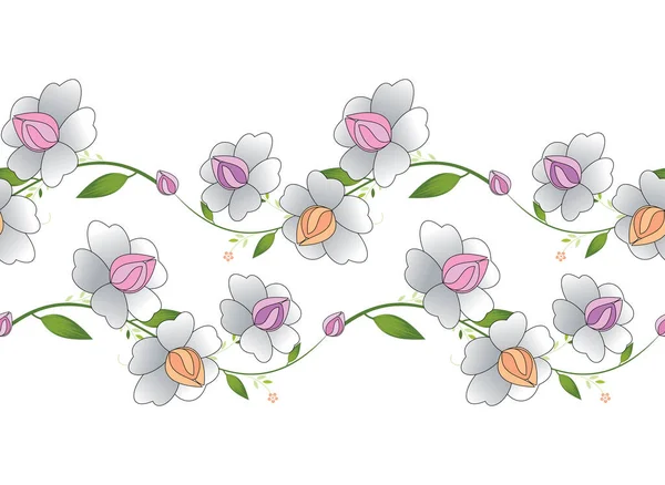 Nahtlose Kreative Vektor Floralen Rand Design — Stockvektor