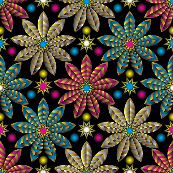 Bezešvé Barevné Textil Květinový Vzor Design — Stockový vektor