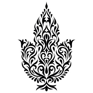 Siyah ve beyaz süslemeli motif tasarımı