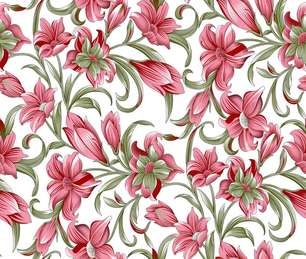 Nahtloses Textiles Blumenmuster — Stockfoto