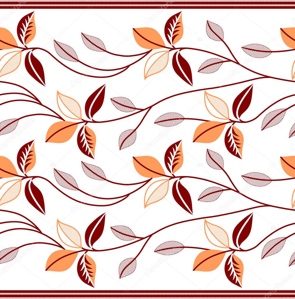 Seamless textured leaves border design