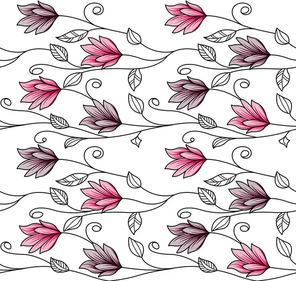 Seamless textured textile floral border