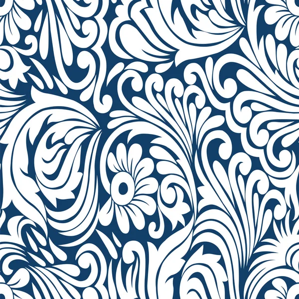 Padrão Flor Swirly Vetor Sem Costura — Vetor de Stock