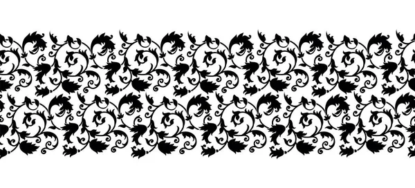 Diseño Borde Ornamental Blanco Negro Sin Costuras — Vector de stock