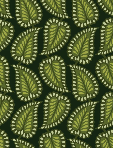 Nahtloser Vektor Grüne Blätter Muster Design — Stockvektor