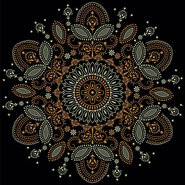 Vektor Mandala Design Černém Pozadí — Stockový vektor