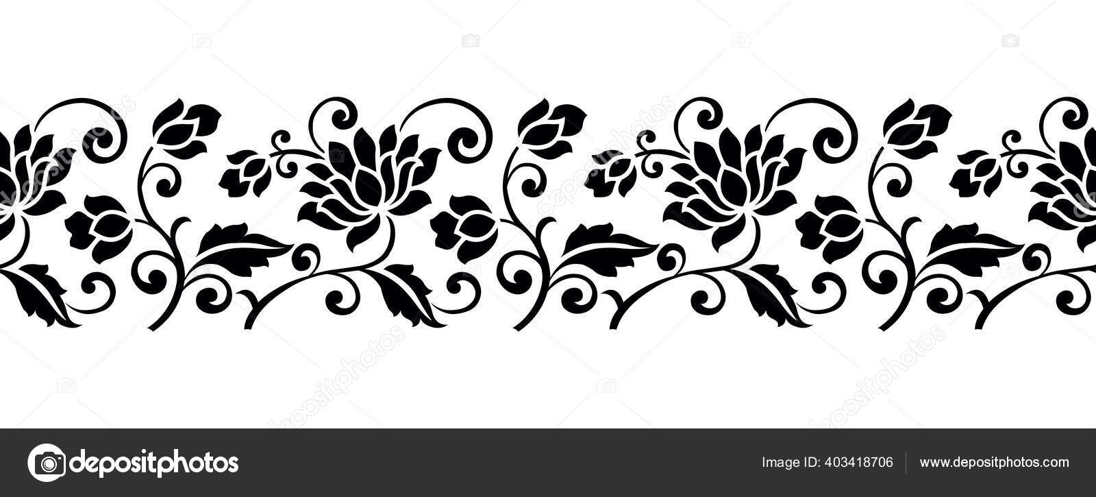 Seamless Vector Lotus Flower Border Design Stock Vector by ©malkani